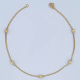 Tobillera Espiga Militar 1.8gr / 25cm / 4mm Bolas Diamantadas Oro Amarillo 18K &
