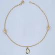 Heart Box Anklet Beads 1.9gr / 25.5cm (10.0in) / 5mm Green Zircons 18K Yellow Gold &