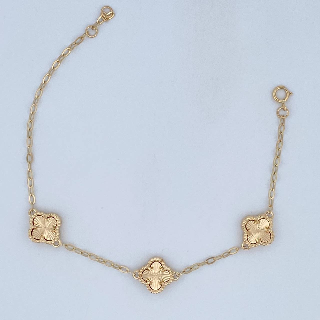 Clover Bracelet 4.7gr / 17.5cm-19cm / 1.8mm Diamond Cut 18K Yellow Gold &