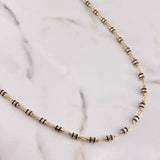 Cadena Rustica Barril 10.7gr / 60cm / 3.3mm Cauchos Negros Oro Amarillo 18K $