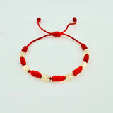 Pulsera Roja Cilindros 6und / Oro Amarillo 18K ©