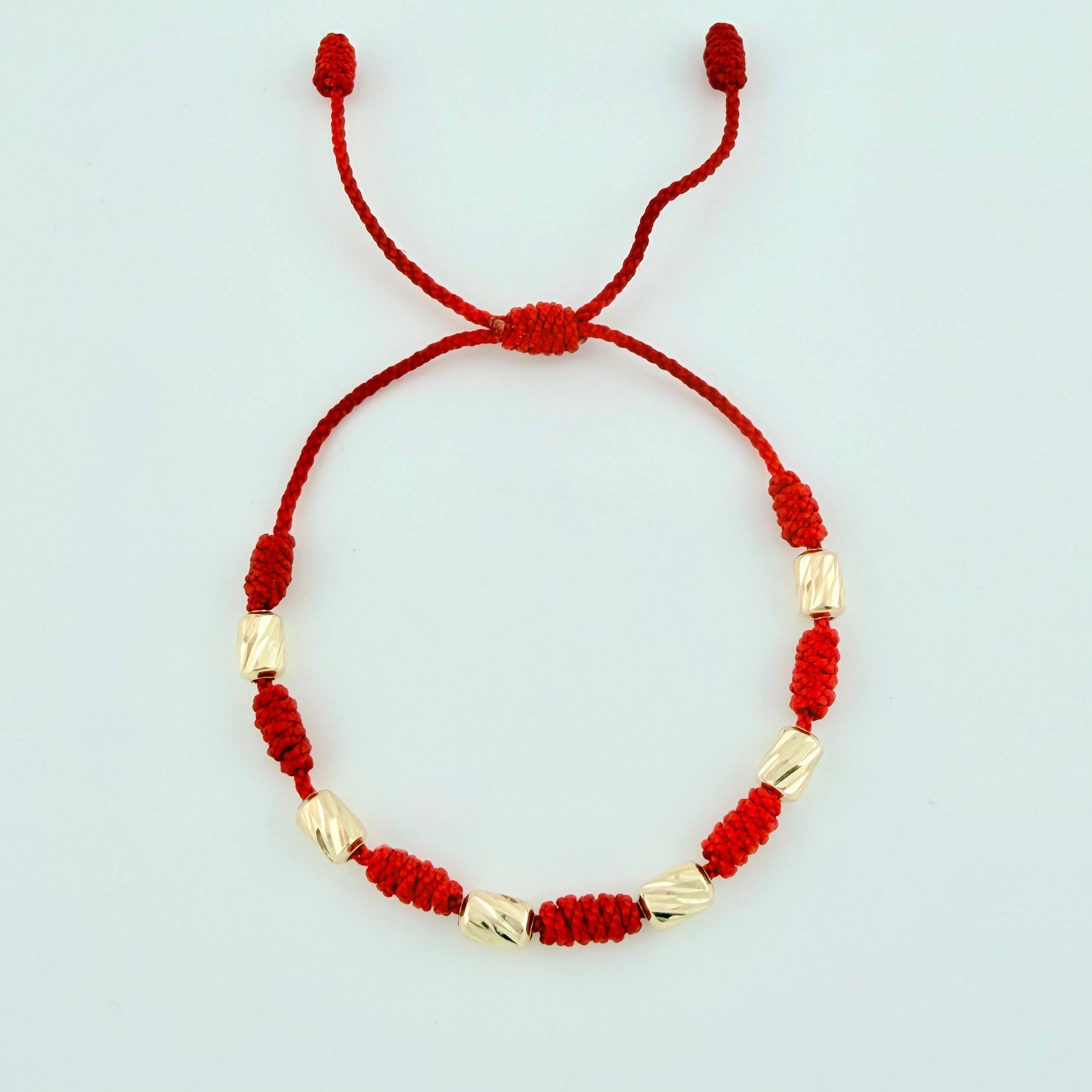 Pulsera Roja Cilindros 6und / Oro Amarillo 18K ©