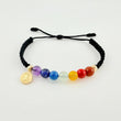 Pulsera Negra San Benito 7 Chakras Bolas Diamantadas 2und / Oro Amarillo 18K ©
