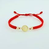Pulsera Roja San Benito Bolas Diamantadas 2und / Oro Amarillo 18K ©