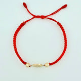 Pulsera Roja San Benito Bolas Diamantadas 2und / Oro Amarillo 18K ©