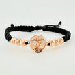 Black Woven Bracelet San Miguel Diamond Cut Beads Two Golds White Rose 18K