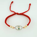 Red Woven Bracelet Saint Jude Plain Beads Two Golds Yellow White 18K
