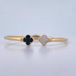 Pulso Aro Trebol 6.5gr / 18.6cm / 2.6mm Onix Negro Nacar Blanco Oro Amarillo +4 18K $