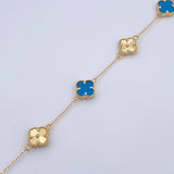 Classic Link Bracelet Clover 5.4gr / 18cm-19.6cm / 0.8mm Turquoise Diamond Cut Yellow Gold +4 18K $