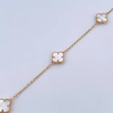 Pulso Aro Seguido Trebol VCyA 2.9gr / 16.4cm-19.3cm / 1.1mm Nacar Blanco Oro Amarillo +4 18K &