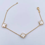 Pulso Aro Seguido Trebol VCyA 2.9gr / 16.4cm-19.3cm / 1.1mm Nacar Blanco Oro Amarillo +4 18K &