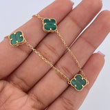 Classic Link Chain Clover VCyA 5.15gr / 42.6cm-45.3cm / 0.8mm Black Onyx Yellow Gold +4 18K $