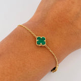 Classic Link Chain Clover VCyA 5.15gr / 42.6cm-45.3cm / 0.8mm Black Onyx Yellow Gold +4 18K $