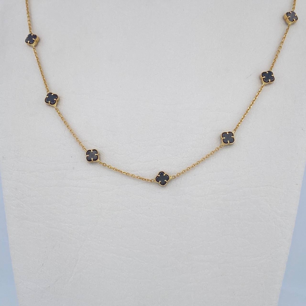Clover Chain Classic Link 5.35gr / 45.4cm / 1mm Black Onyx Yellow Gold +4 18K &
