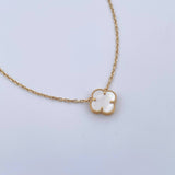 Classic Link Chain Clover  3.5gr / 42cm-45cm / 1.1mm White Pearl Yellow Gold +4 18K &