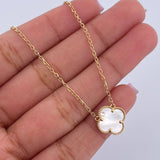 Classic Link Chain Clover  3.5gr / 42cm-45cm / 1.1mm White Pearl Yellow Gold +4 18K &