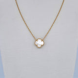Classic Link Chain Clover  3.5gr / 42cm-45cm / 1.1mm White Pearl Yellow Gold +4 18K &