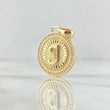 Dije Medalla Letra J 4.75gr / 3.1cm / Circones Blancos Oro Amarillo 18K *