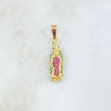 Dije Virgen Guadalupe Silueta 1.65gr / 2.9cm / Circones Verdes Fucsia Oro Amarillo 18K *