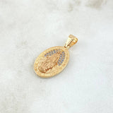 Dije Virgen Maria Medalla 2.55gr / 2.5cm / Circones Blancos Oro Amarillo 18K *