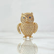 Pendant Owl 9.5gr / 2.6cm / White Zircons Blue Eyes 18K Yellow Gold *