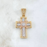 Pendant Sacred Cross Bastion 9.45gr / 4.7cm / White Zirconia Three 18K Golds *