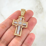 Pendant Sacred Cross Bastion 9.45gr / 4.7cm / White Zirconia Three 18K Golds *