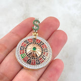 Dije Ruleta Casino Movil 13.35gr / 4.6cm / Circones Blancos Verde Dos Oros Amarillo Rosa 18K *