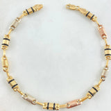 Pulso Rustico 5.4gr / 21cm / 4.3mm Cauchos Negros Tres Oros 18K *