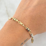 Pulso Rustico 5.4gr / 21cm / 4.3mm Cauchos Negros Tres Oros 18K *