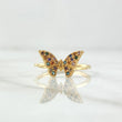 Butterfly Ring in Relief 2gr / Size 6 1/4 / Multicolor Zircons 18K Yellow Gold *