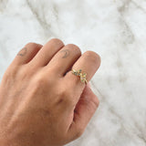 Butterfly Ring in Relief 2gr / Size 6 1/4 / Multicolor Zircons 18K Yellow Gold *