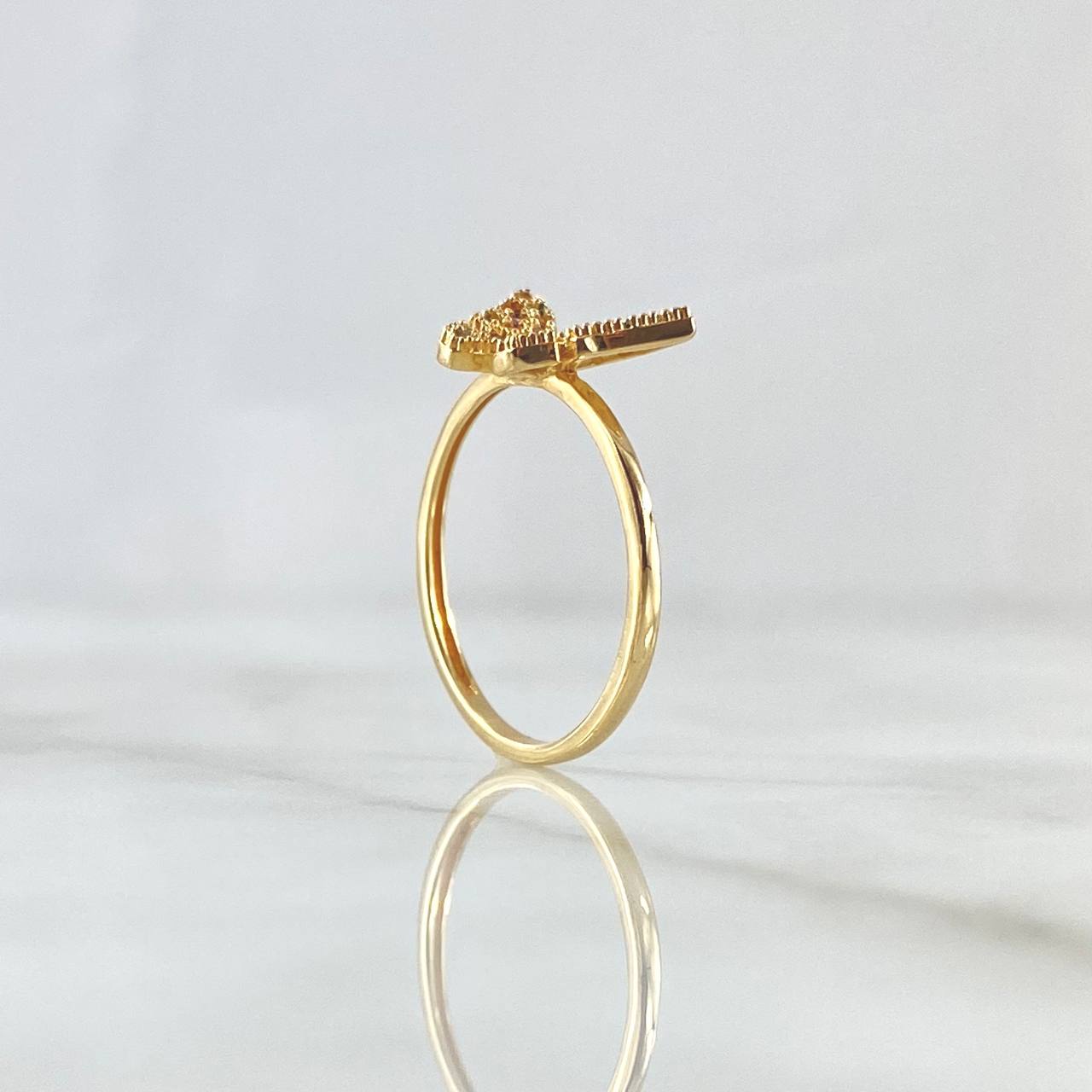 Butterfly Ring in Relief 2gr / Size 6 1/4 / Multicolor Zircons 18K Yellow Gold *