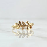 Anillo Hojas de Laurel 1.5gr / T6 1/2 / Circones Blancos Oro Amarillo 18K *