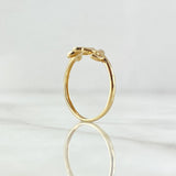 Anillo Hojas de Laurel 1.5gr / T6 1/2 / Circones Blancos Oro Amarillo 18K *