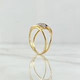 Curved Hug Ring 2.8gr / Size 6 / White Zircons Green Yellow Gold 18K *