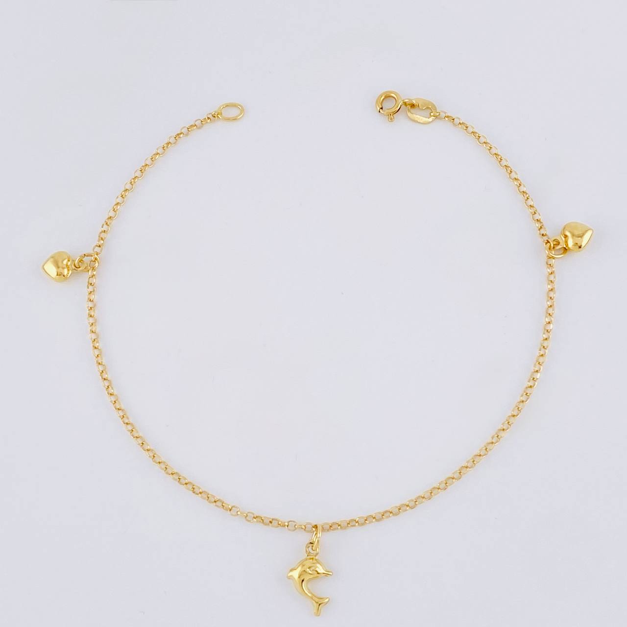 Classic Link Pendant Anklet 3.1g / 9 1/4 in / 1.3mm 18K Yellow Gold