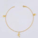Tobillera Aro Seguido Dije 3.1g / 9 1/4 in / 1.8mm Oro Amarillo 18K