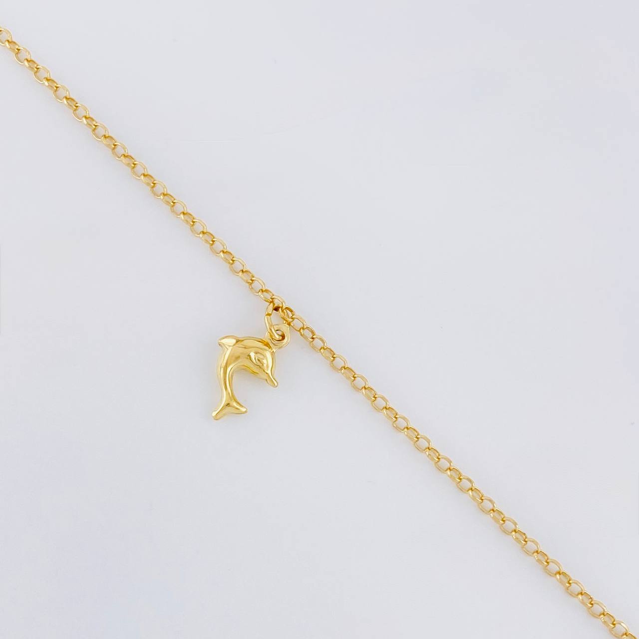 Tobillera Aro Seguido Dije 3.1g / 9 1/4 in / 1.8mm Oro Amarillo 18K