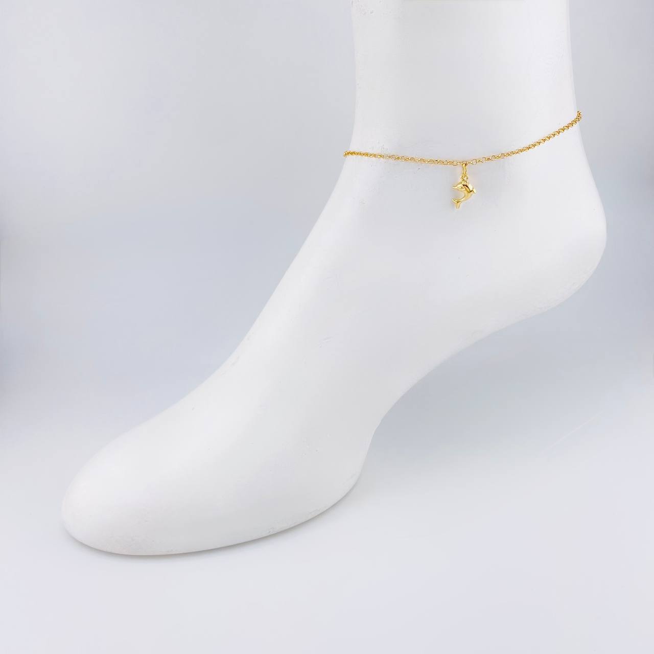 Tobillera Aro Seguido Dije 3.1g / 9 1/4 in / 1.8mm Oro Amarillo 18K