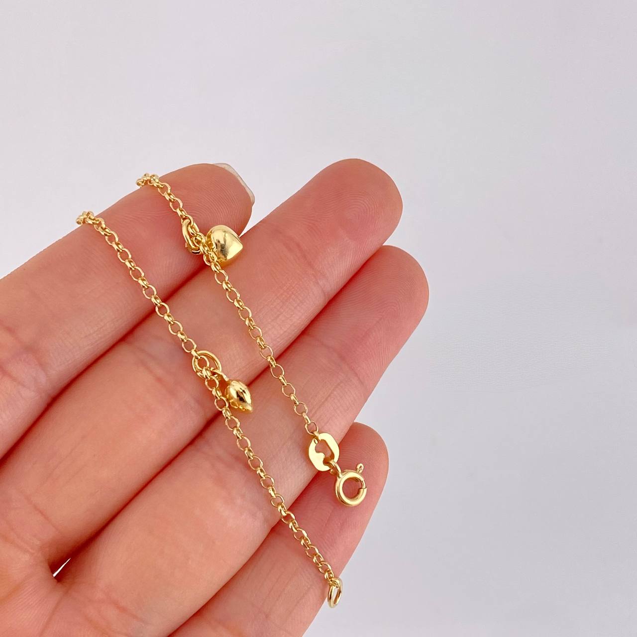 Classic Link Pendant Anklet 3.1g / 9 1/4 in / 1.3mm 18K Yellow Gold