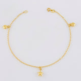 Tobillera Aro Seguido Dije 3.05g / 9 1/4 in / 1.4mm Oro Amarillo 18K