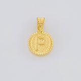 Dije Letra P Marco Bordeado 0.55g / 3/4 in Oro Amarillo 18K