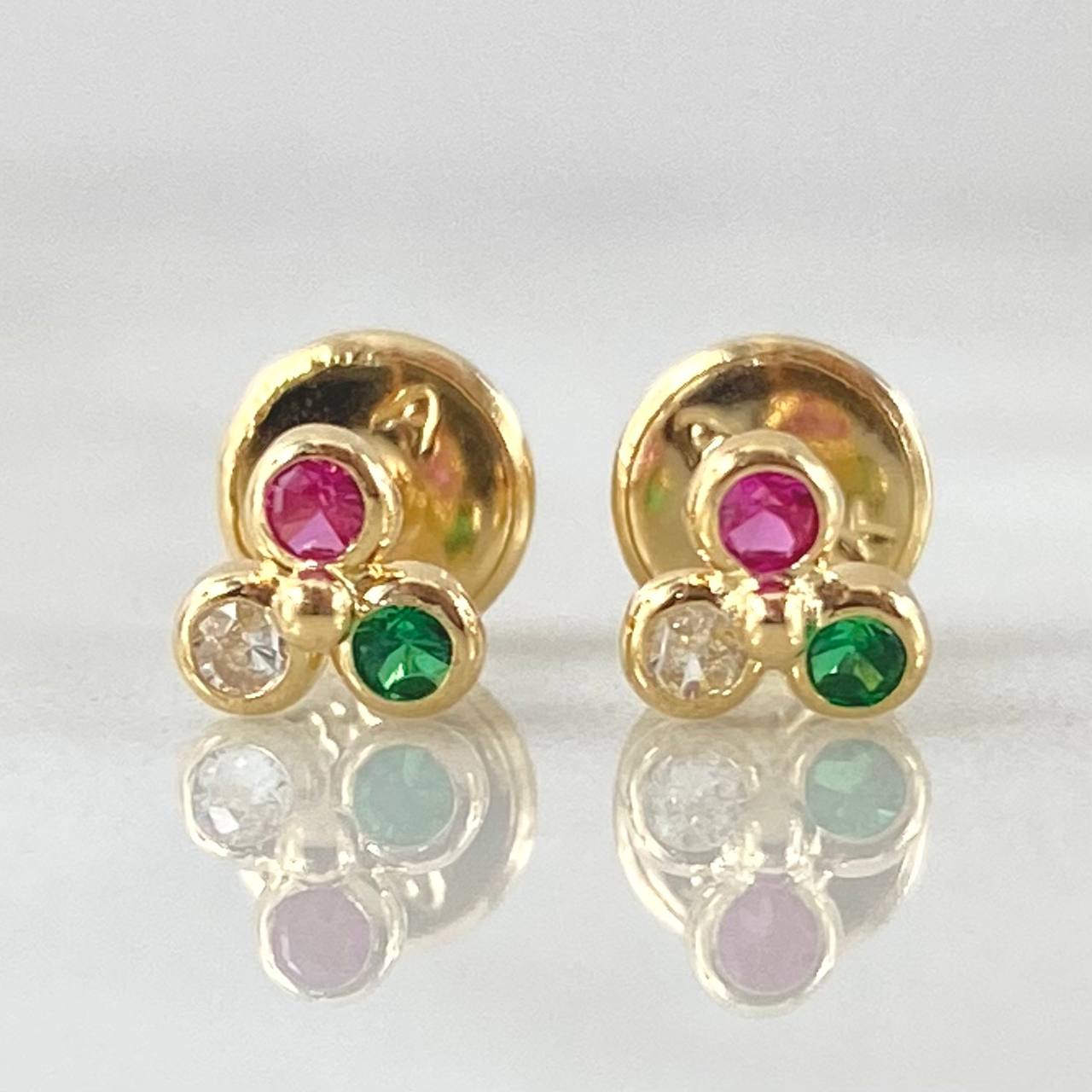 Stud Earrings Bead Trio 0.55gr / 18K Gold +0$