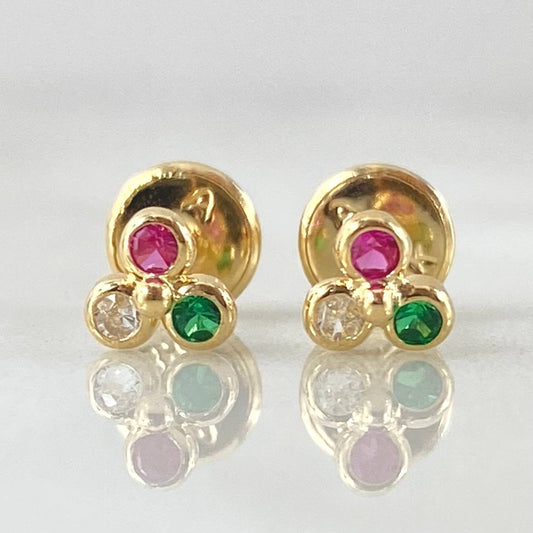 Stud Earrings Bead Trio 0.6gr / 18K Yellow Gold ©