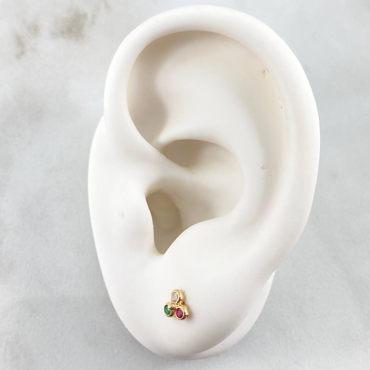 Stud Earrings Bead Trio 0.55gr / 18K Gold +0$
