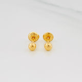Plain Bead Stud Earrings 0.55 g / in / 4 mm Yellow Gold 18K