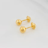 Plain Bead Stud Earrings 0.6 g / in / 5 mm Yellow Gold 18K