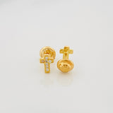 Stud Earrings Cross 0.8 g / in / 4.7 mm Yellow Gold 18K