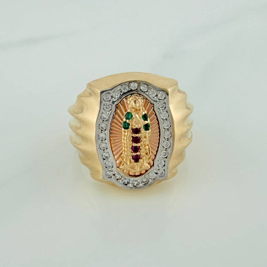 Anillo Virgen Guadalupe 5.75 g / T 7 3/4 Tres Oros 18K